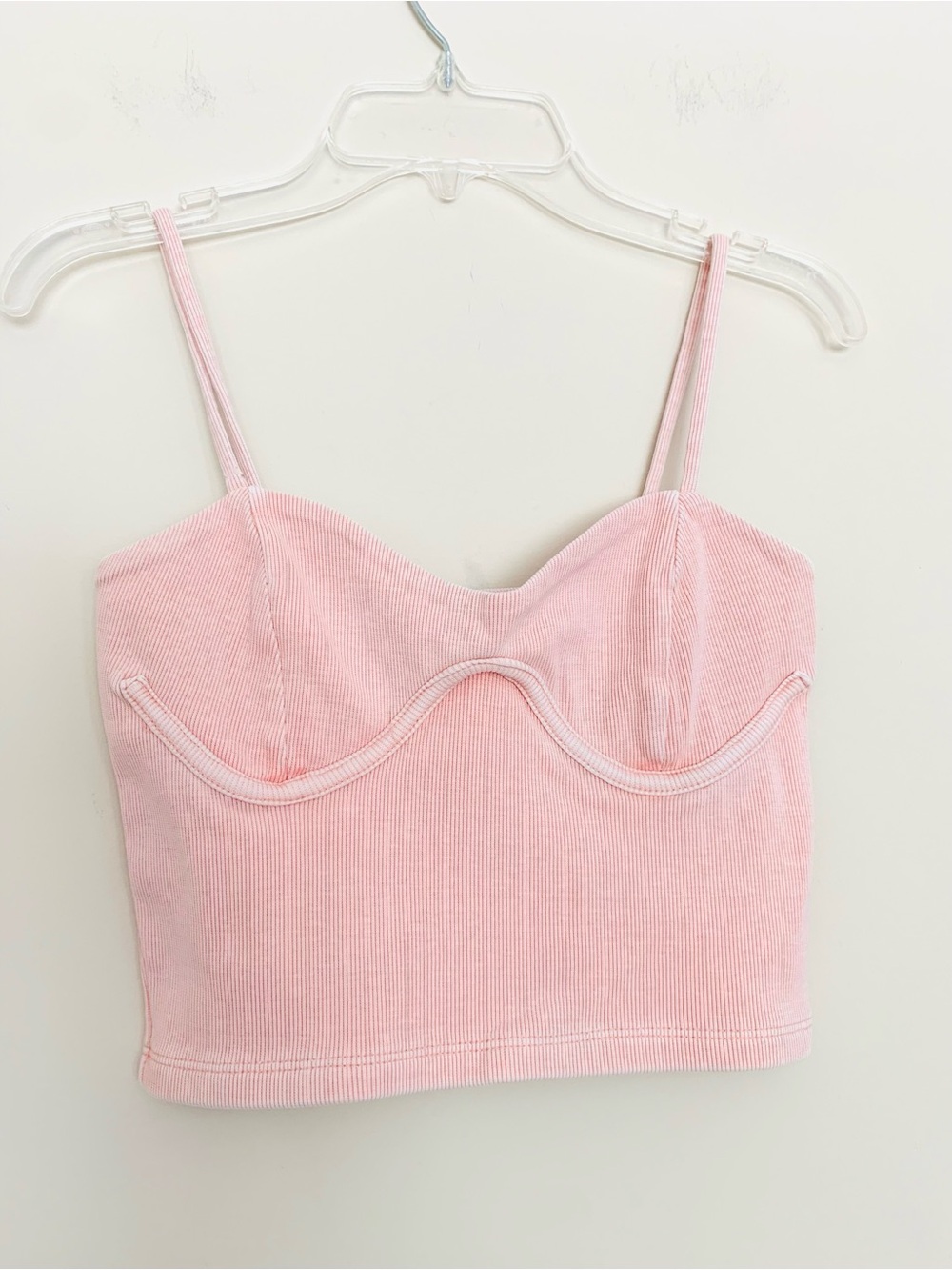 Forever 21 Women’s Pink Cream Ribbed Bustier Crop Top